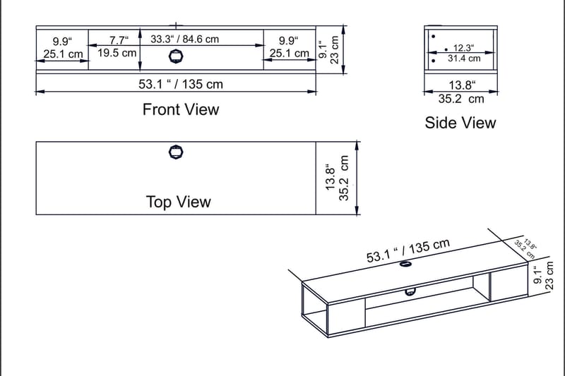 TV-benk Vevelhult 135 cm - Hvit - Møbler - TV- & Mediamøbler - TV benk & mediabenk