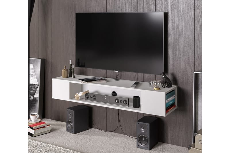TV-benk Vevelhult 135 cm - Hvit - Møbler - TV- & Mediamøbler - TV benk & mediabenk