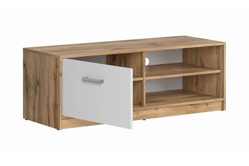 TV-benk Viella 118,5 cm - Tre/Natur/Hvit - Møbler - TV- & Mediamøbler - TV benk & mediabenk