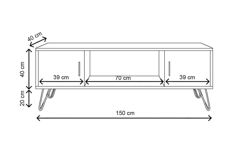 TV-benk Vilamutum 150 cm - Natur - TV benk & mediabenk