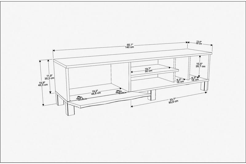 Tv-benk Violaceae 140x40,3 cm - Brun - TV benk & mediabenk