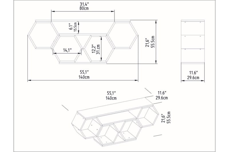 Tv-benk Violaceae 140x55,5 cm - Hvit - TV benk & mediabenk