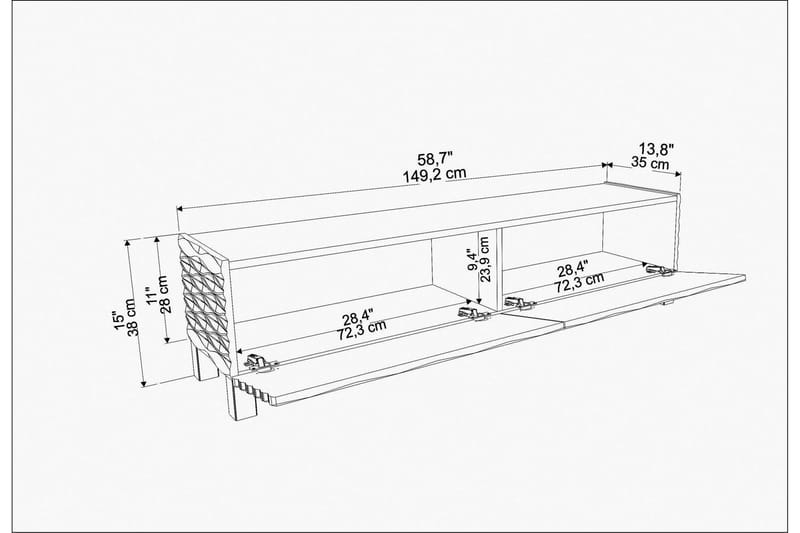 Tv-benk Violaceae 149,2x38 cm - Hvit - TV benk & mediabenk