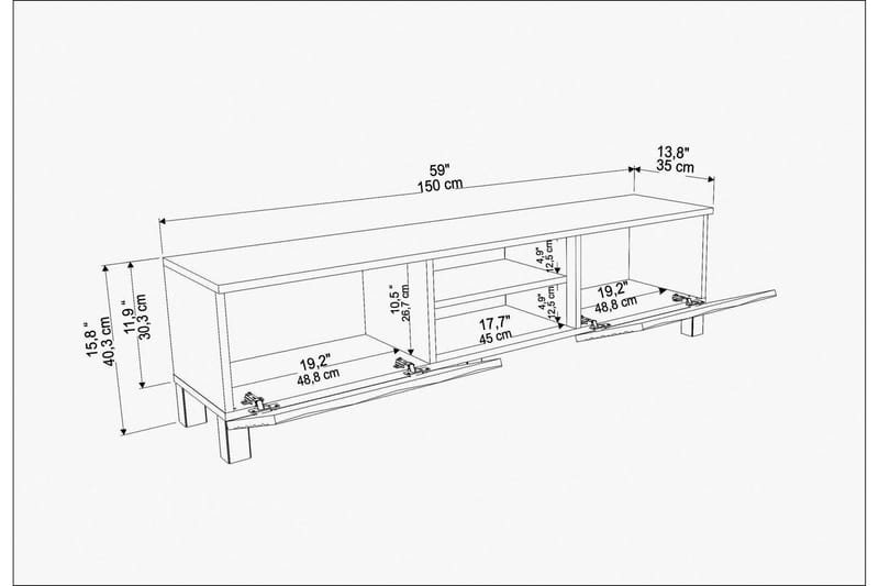 Tv-benk Violaceae 150x40,3 cm - Hvit - TV benk & mediabenk