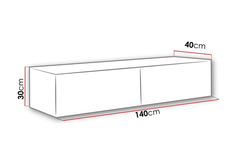 TV-benk Wishon 140 cm - Hvit/Hvit Høyglans - TV benk & mediabenk