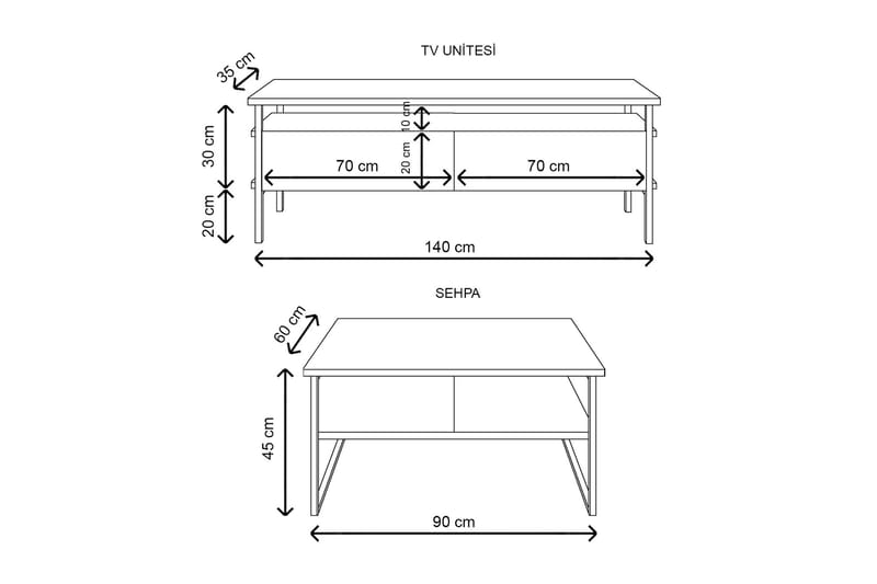 TV-benk Yhealing 140 cm - Natur - TV benk & mediabenk