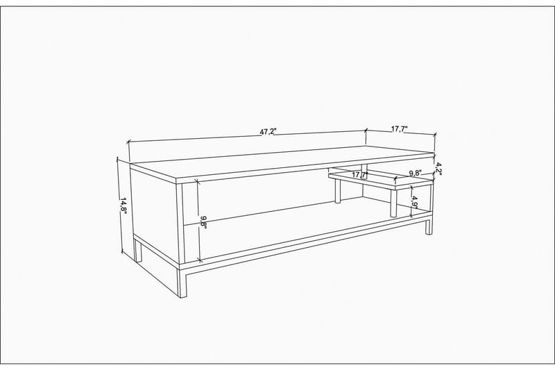 Tv-benk Zakkum 120x37,6 cm - Gull - TV benk & mediabenk