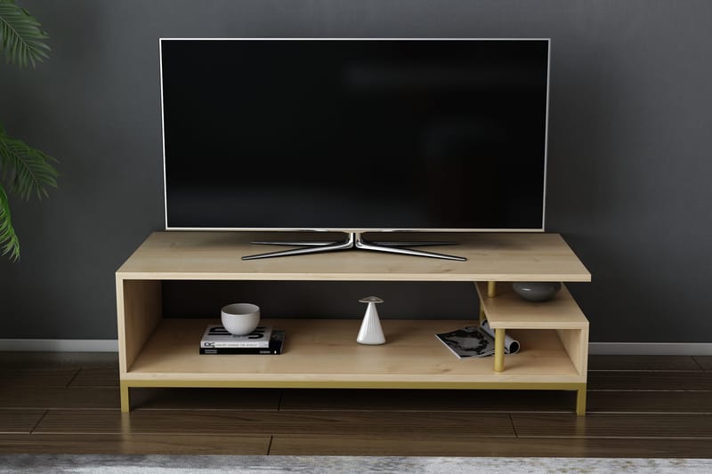 Tv-benk Zakkum 120x37,6 cm - Gull - TV benk & mediabenk
