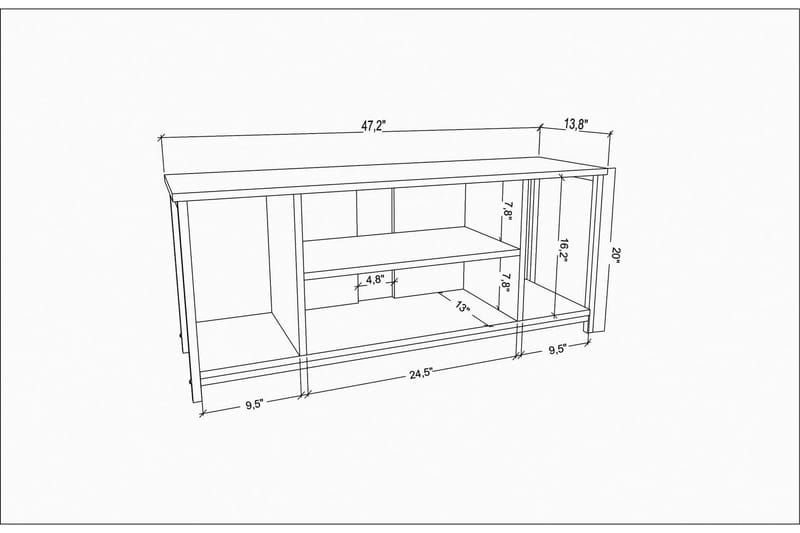 Tv-benk Zakkum 120x50,8 cm - Hvit - TV benk & mediabenk