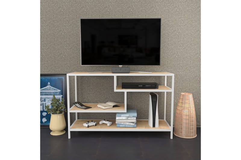 Tv-benk Zakkum 120x75 cm - Hvit - TV benk & mediabenk