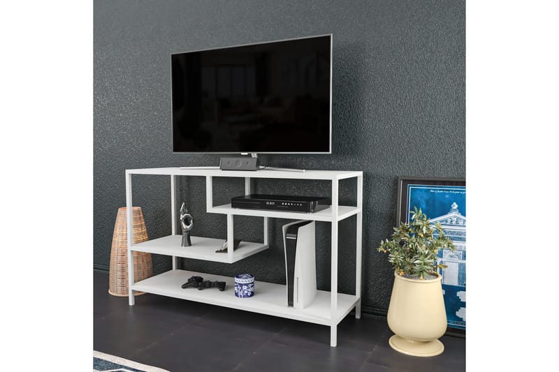 Tv-benk Zakkum 120x75 cm - Hvit - TV benk & mediabenk