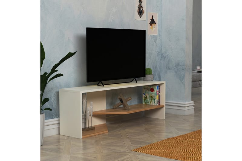 Tv-benk Zakkum 123,6x40 cm - Hvit - TV benk & mediabenk