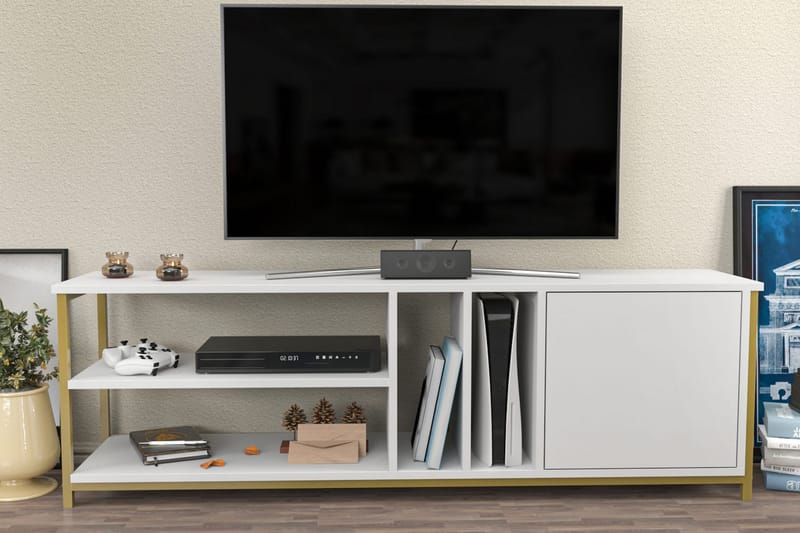 Tv-benk Zakkum 140x50,8 cm - Gull - TV benk & mediabenk