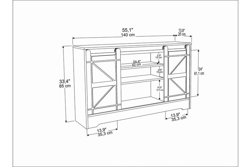 Tv-benk Zakkum 140x85 cm - Brun - TV benk & mediabenk