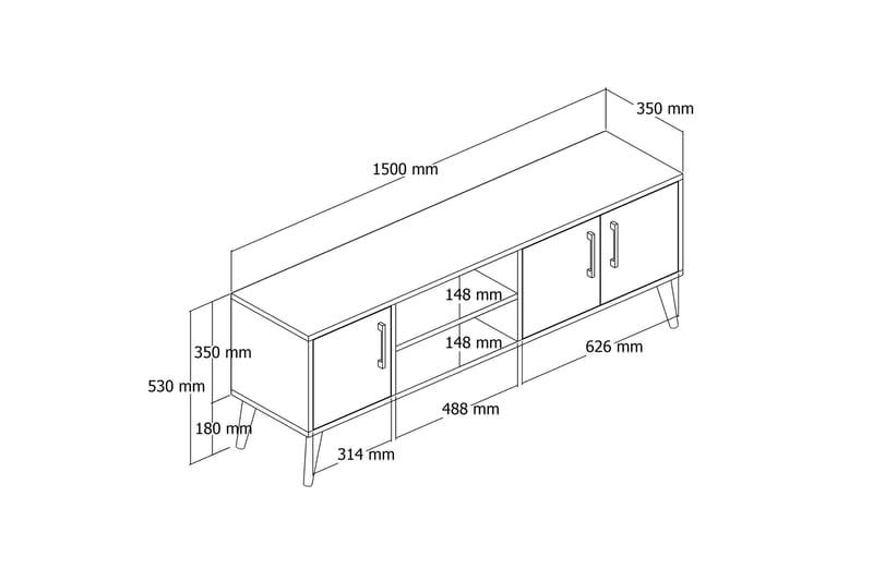 Tv-benk Zakkum 150x52 cm - Brun - TV benk & mediabenk