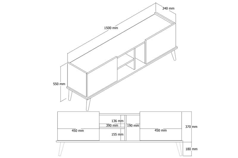 Tv-benk Zakkum 150x52 cm - Brun - Møbler - TV- & Mediamøbler - TV benk & mediabenk