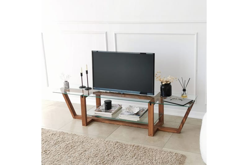 Tv-benk Zakkum 158x35 cm - Brun - TV benk & mediabenk