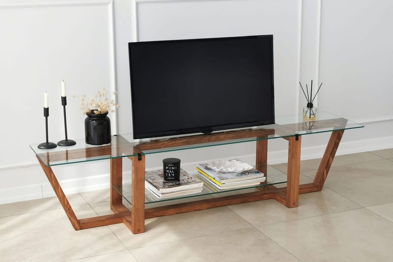 Tv-benk Zakkum 158x35 cm - Brun - TV benk & mediabenk