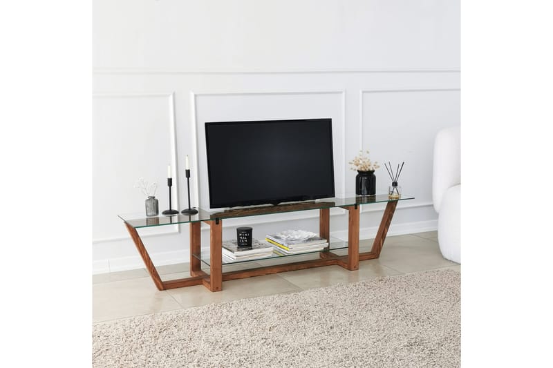 Tv-benk Zakkum 158x35 cm - Brun - TV benk & mediabenk