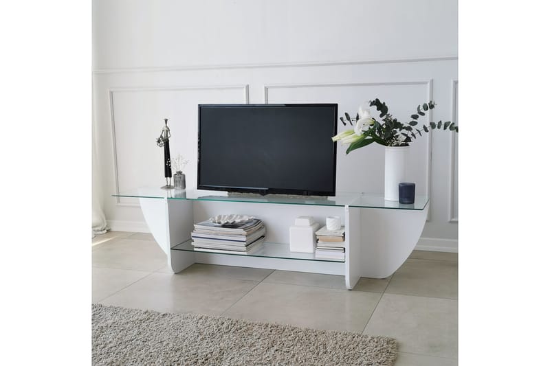 Tv-benk Zakkum 158x40 cm - Hvit - TV benk & mediabenk