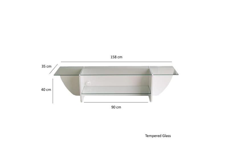 Tv-benk Zakkum 158x40 cm - Hvit - TV benk & mediabenk