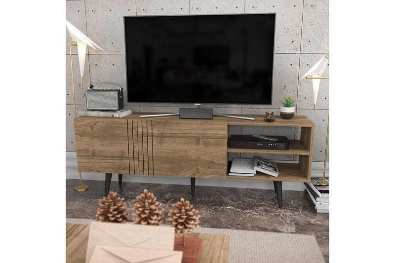 Tv-benk Zakkum 160x38,6 cm - Brun - TV benk & mediabenk