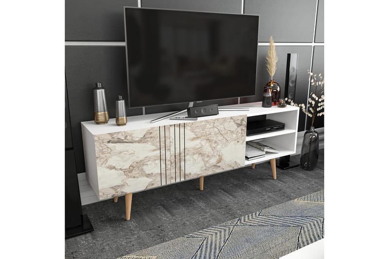 Tv-benk Zakkum 160x38,6 cm - Hvit - Møbler - TV- & Mediamøbler - TV benk & mediabenk