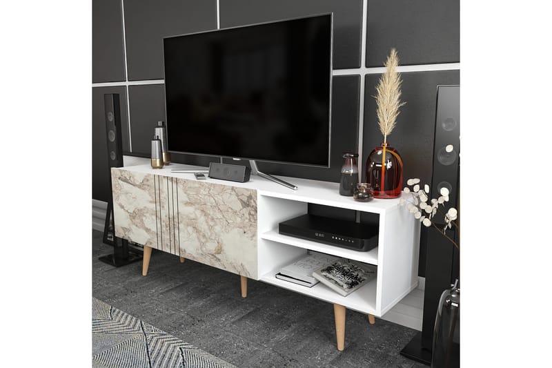 Tv-benk Zakkum 160x38,6 cm - Hvit - Møbler - TV- & Mediamøbler - TV benk & mediabenk