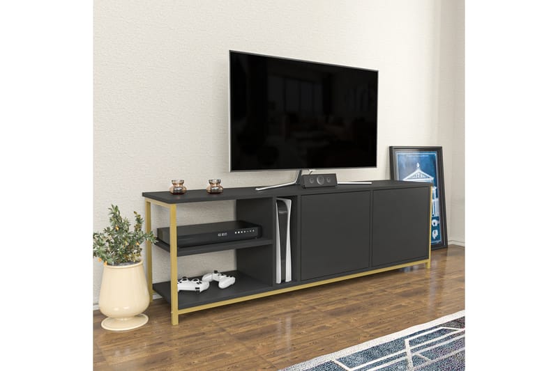 Tv-benk Zakkum 160x50,8 cm - Antrasitt - TV benk & mediabenk