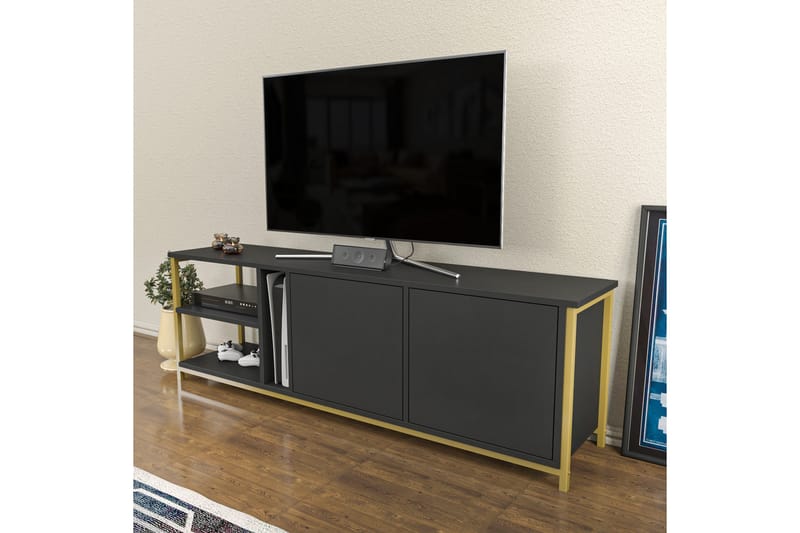 Tv-benk Zakkum 160x50,8 cm - Antrasitt - TV benk & mediabenk