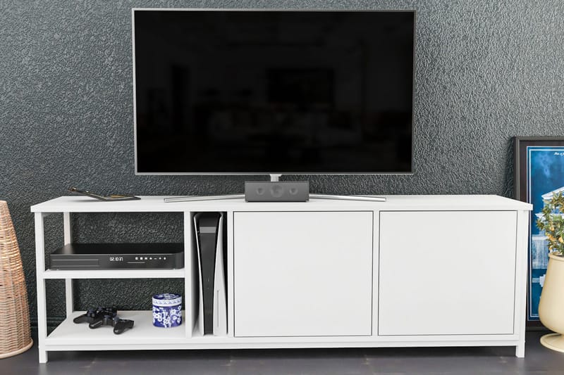 Tv-benk Zakkum 160x50,8 cm - Hvit - TV benk & mediabenk