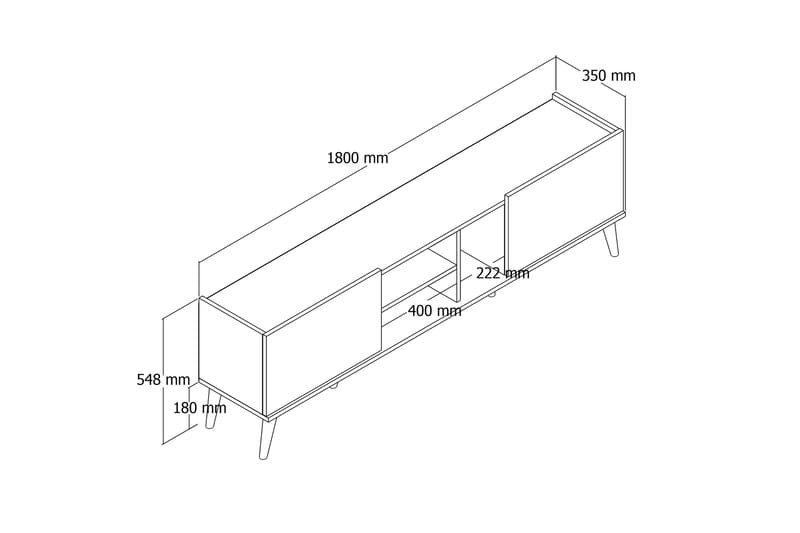 Tv-benk Zakkum 180x52 cm - Brun - TV benk & mediabenk