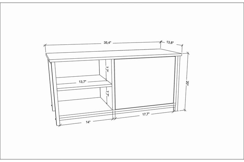 Tv-benk Zakkum 89,6x50,8 cm - Hvit - TV benk & mediabenk