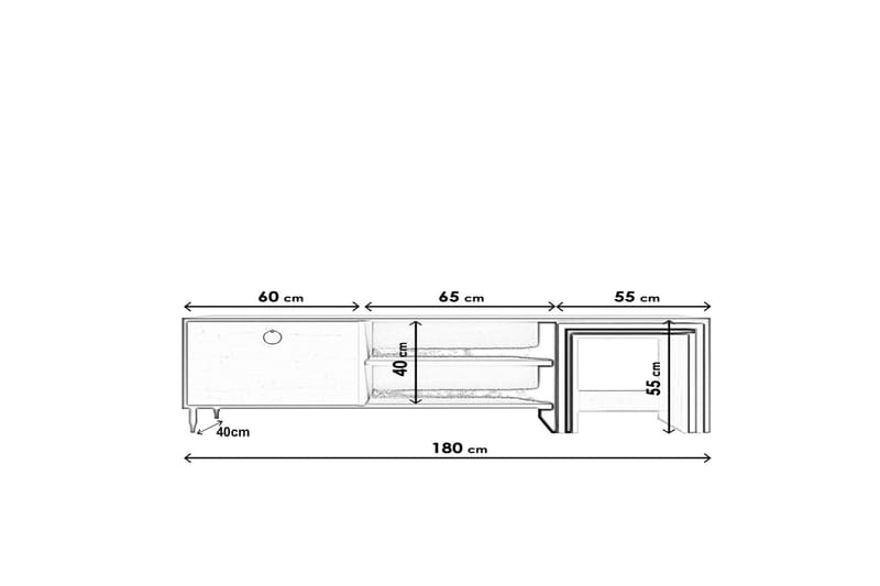 TV-benk Zigone 180 cm - Hvit - TV benk & mediabenk