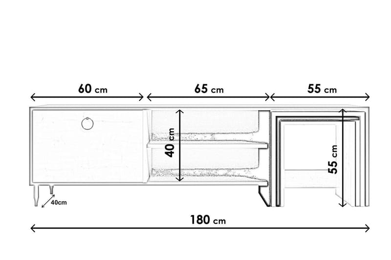 TV-benk Zigone 180 cm - Natur/Hvit - TV benk & mediabenk