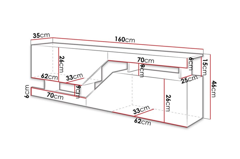 Tv-benk Perdioni 160 cm - Natur/Hvit - TV benk & mediabenk