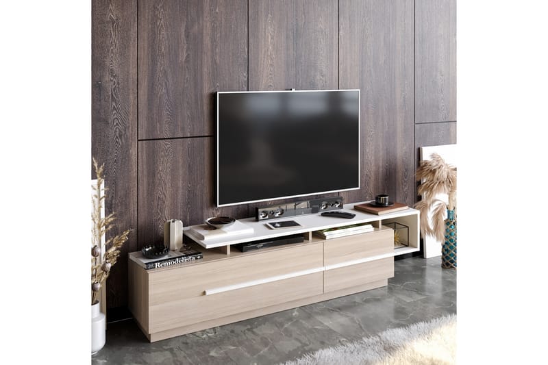 TV-benk Pianea 150 cm - Natur/Hvit - TV benk & mediabenk