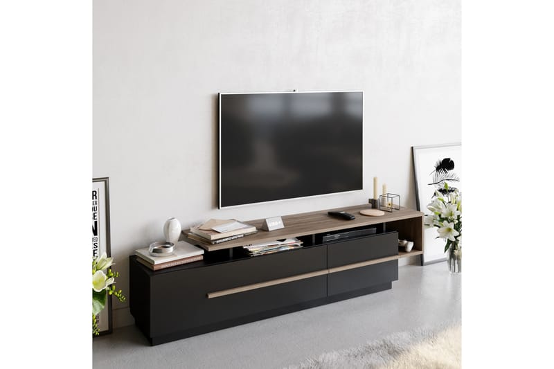 TV-benk Pianea 150 cm - Svart/Mørkebrun - TV benk & mediabenk