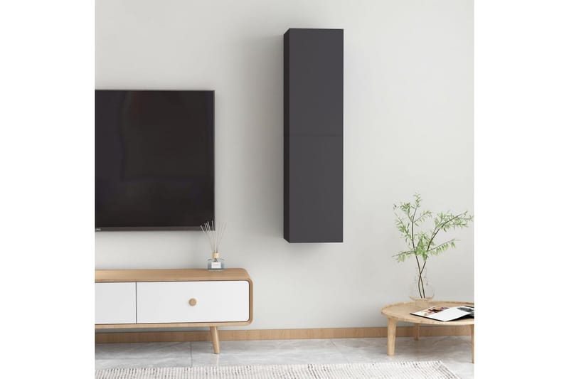 TV-benker 2 stk grå 30,5x30x60 cm sponplate - Grå - TV benk & mediabenk