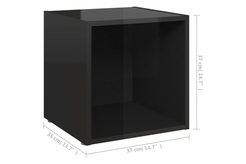 TV-benker 2 stk høyglans svart 37x35x37 cm sponplate - Svart - TV benk & mediabenk