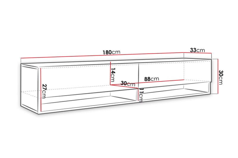 Tv-skap Lourmais 180 cm - Natur - TV benk & mediabenk