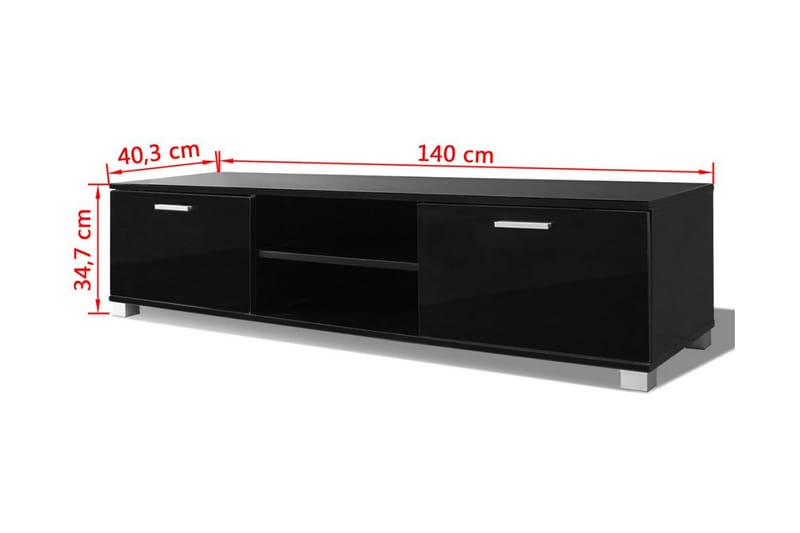 TV-skjenk høyglans svart 140x40,3x34,7 cm - Svart - TV benk & mediabenk