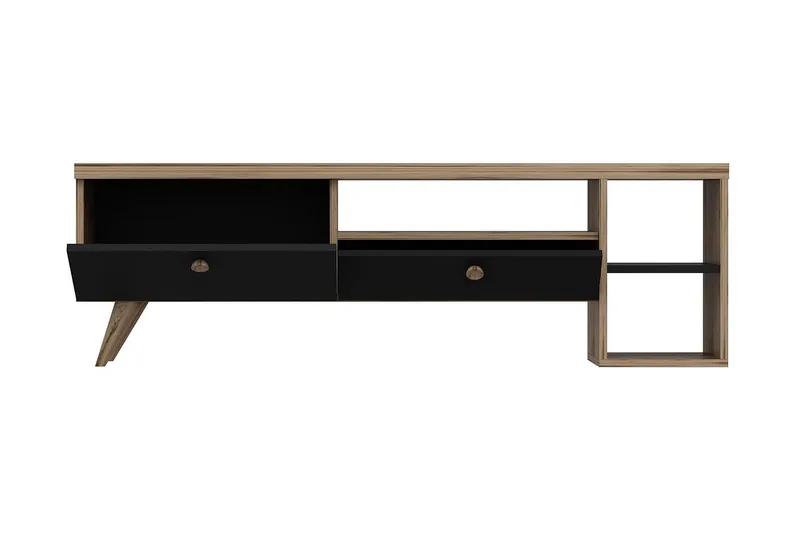 TV Stand 150 cm Svart/Eik - Svart/Natur - Møbler - TV- & Mediamøbler - TV benk & mediabenk