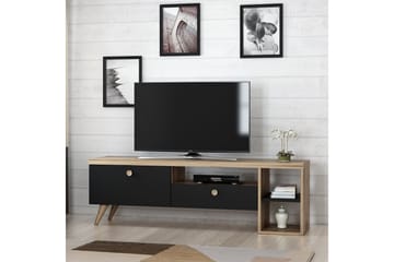 TV Stand 150 cm Svart/Eik - Svart/Natur - Møbler - TV- & Mediamøbler - TV benk & mediabenk