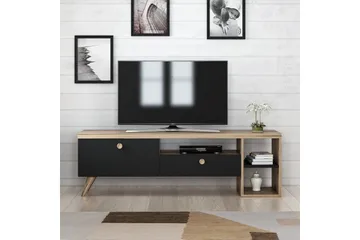 TV Stand 150 cm Svart/Eik - Svart/Natur - Møbler - TV- & Mediamøbler - TV benk & mediabenk