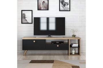 TV Stand 150 cm Svart/Eik - Svart/Natur - Møbler - TV- & Mediamøbler - TV benk & mediabenk