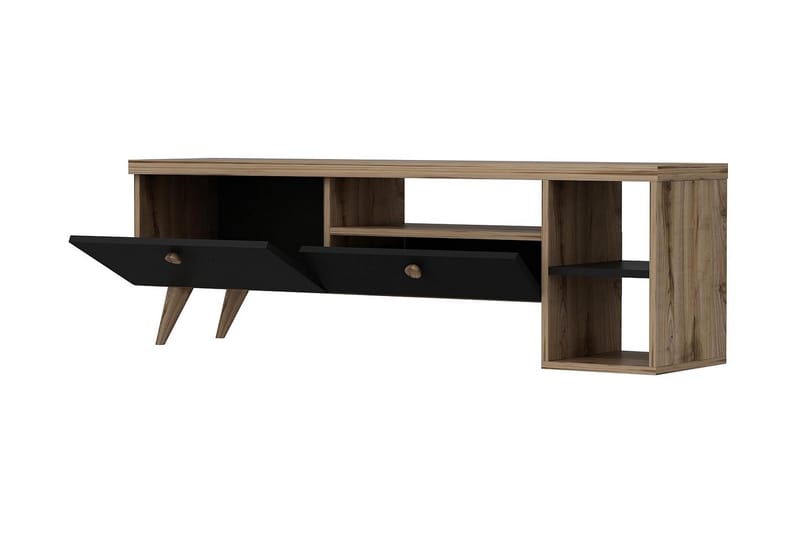 TV Stand 150 cm Svart/Eik - Svart/Natur - Møbler - TV- & Mediamøbler - TV benk & mediabenk