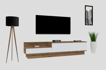 TV Stand 160 cm Eik/Hvit - Hvit/Natur - Møbler - TV- & Mediamøbler - TV benk & mediabenk