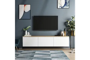 TV Stand 160 cm Hvit/Eik - Hvit/Natur - Møbler - TV- & Mediamøbler - TV benk & mediabenk