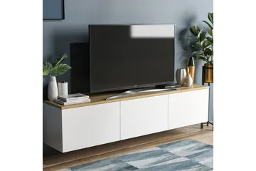 TV Stand 160 cm Hvit/Eik - Hvit/Natur - Møbler - TV- & Mediamøbler - TV benk & mediabenk